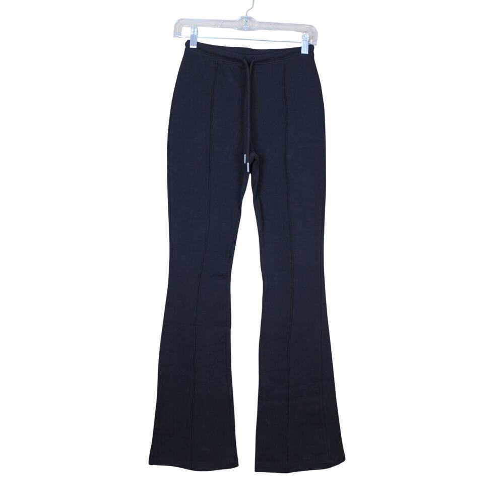 NWT Zara Black Flare Bootcut String Tie Waist Stretch Leggings Pants Size S
